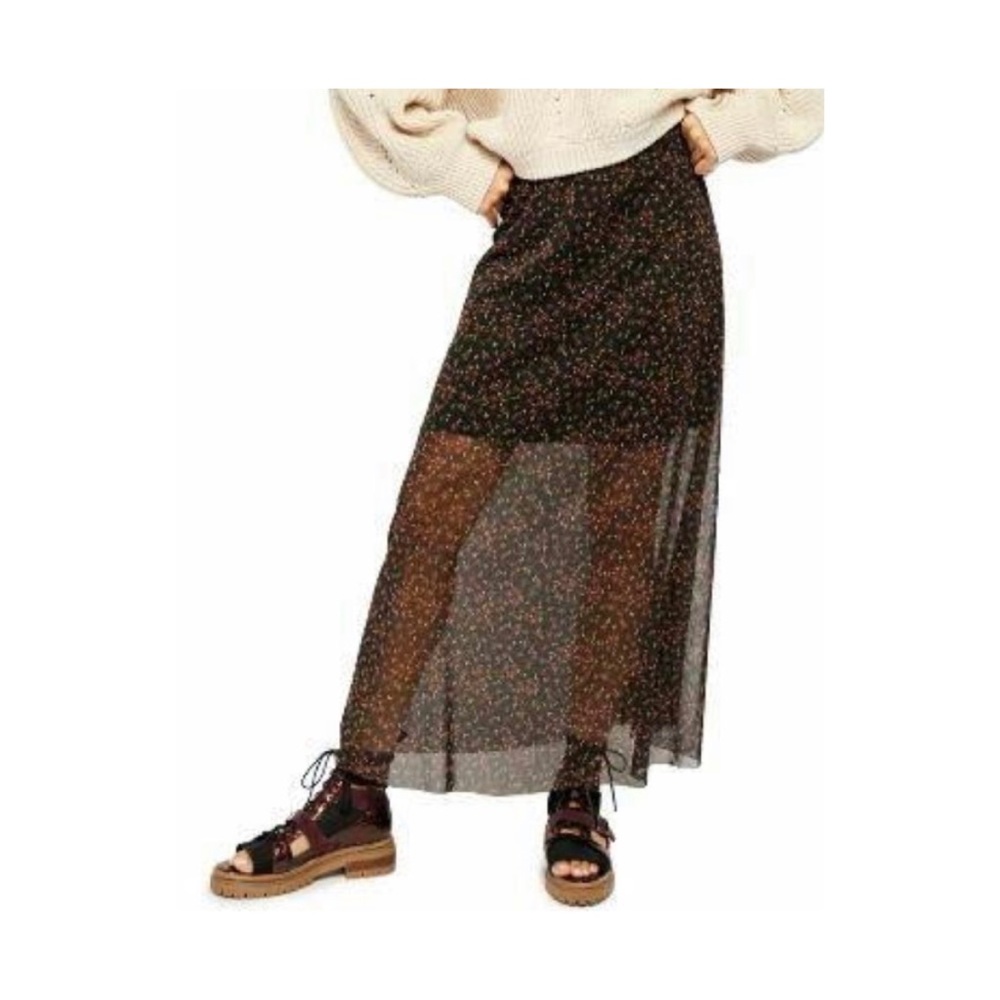Free People Seven Wonders Black Maxi Skirt